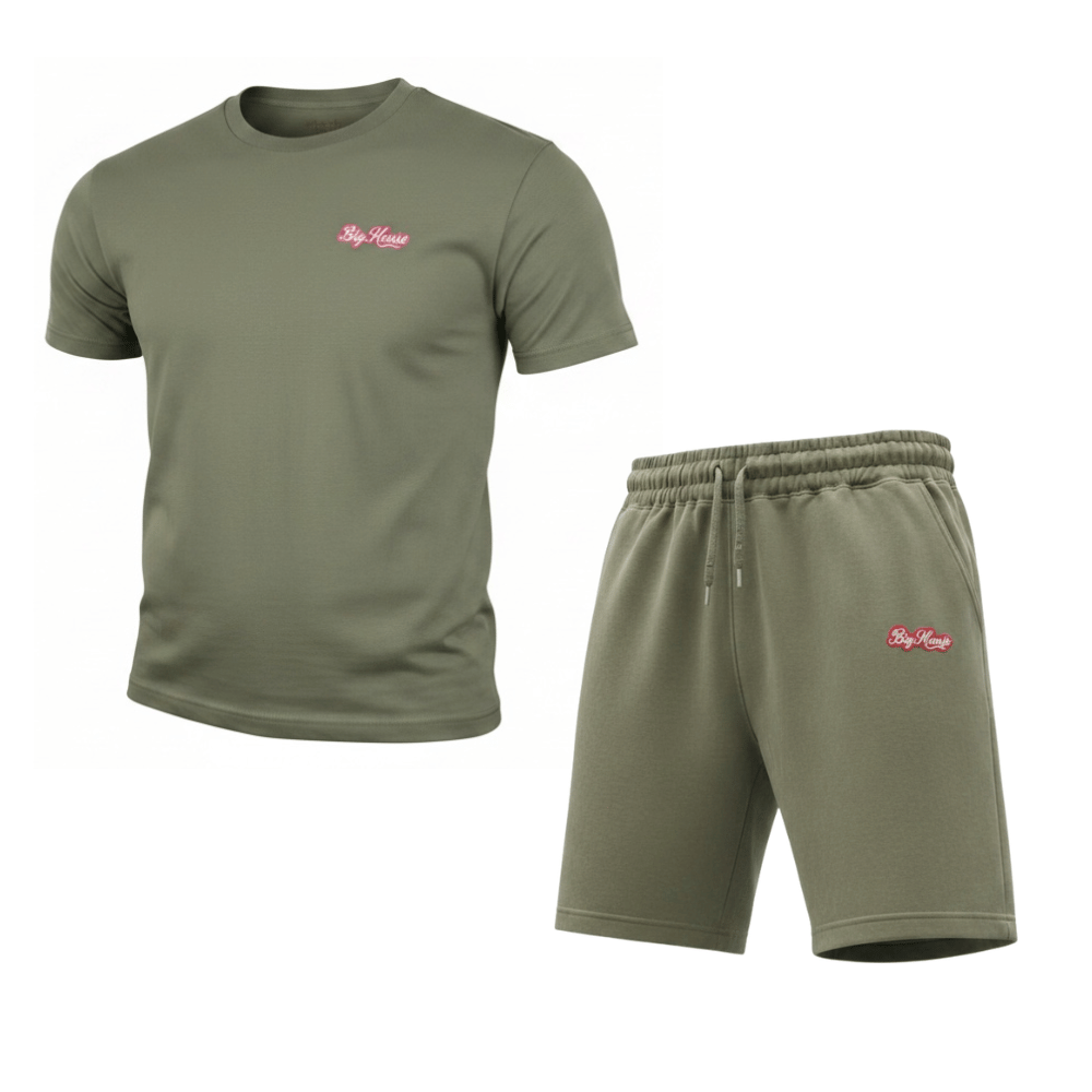 (Embroidery) Big Homie Olive Shorts Set