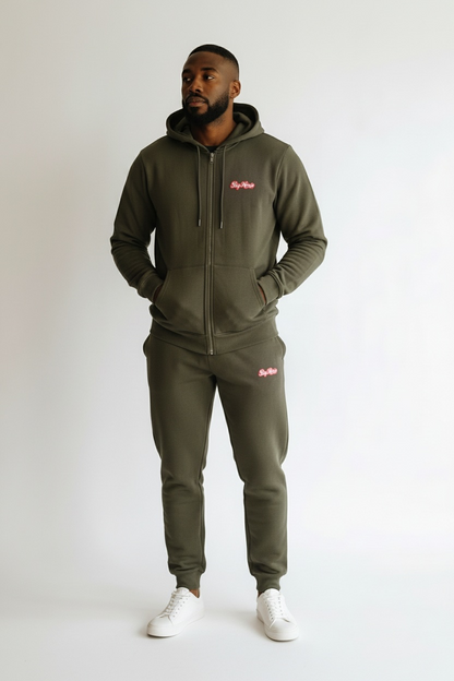 (Embroidery) Big Homie 2 Piece Up In Clouds Zip Up Hooded Sweat Suit