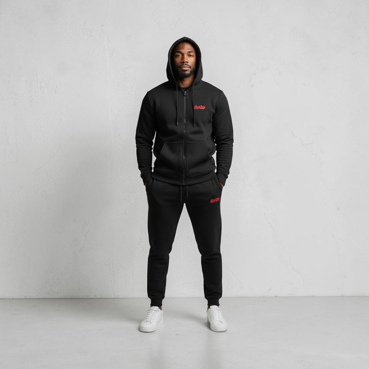 (Embroidery) Big Homie 2 Piece Up In Clouds Zip Up Hooded Sweat Suit